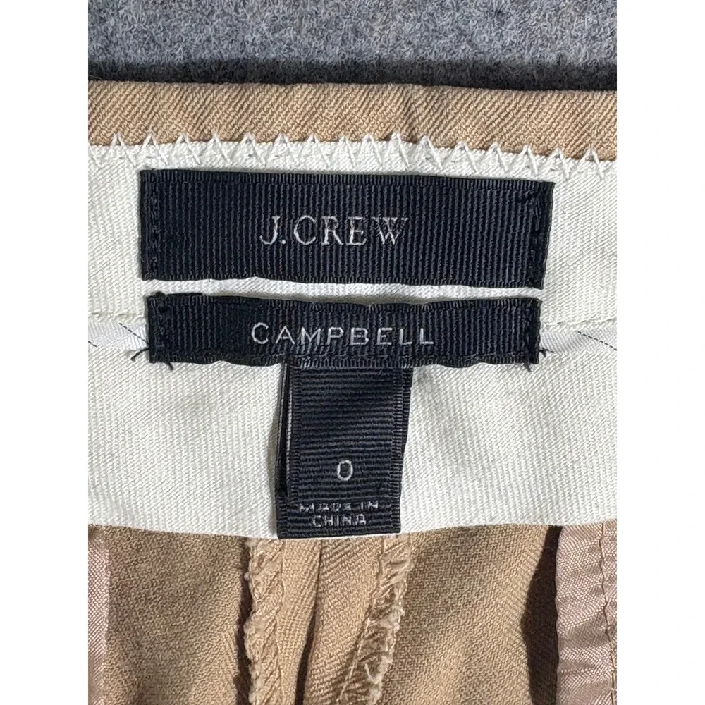 J. Crew Campbell Tan Khaki Cropped Career Pants Women's Size‎ 0